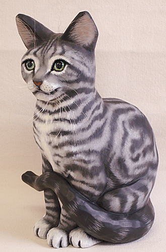3D Seated Grey Tabby